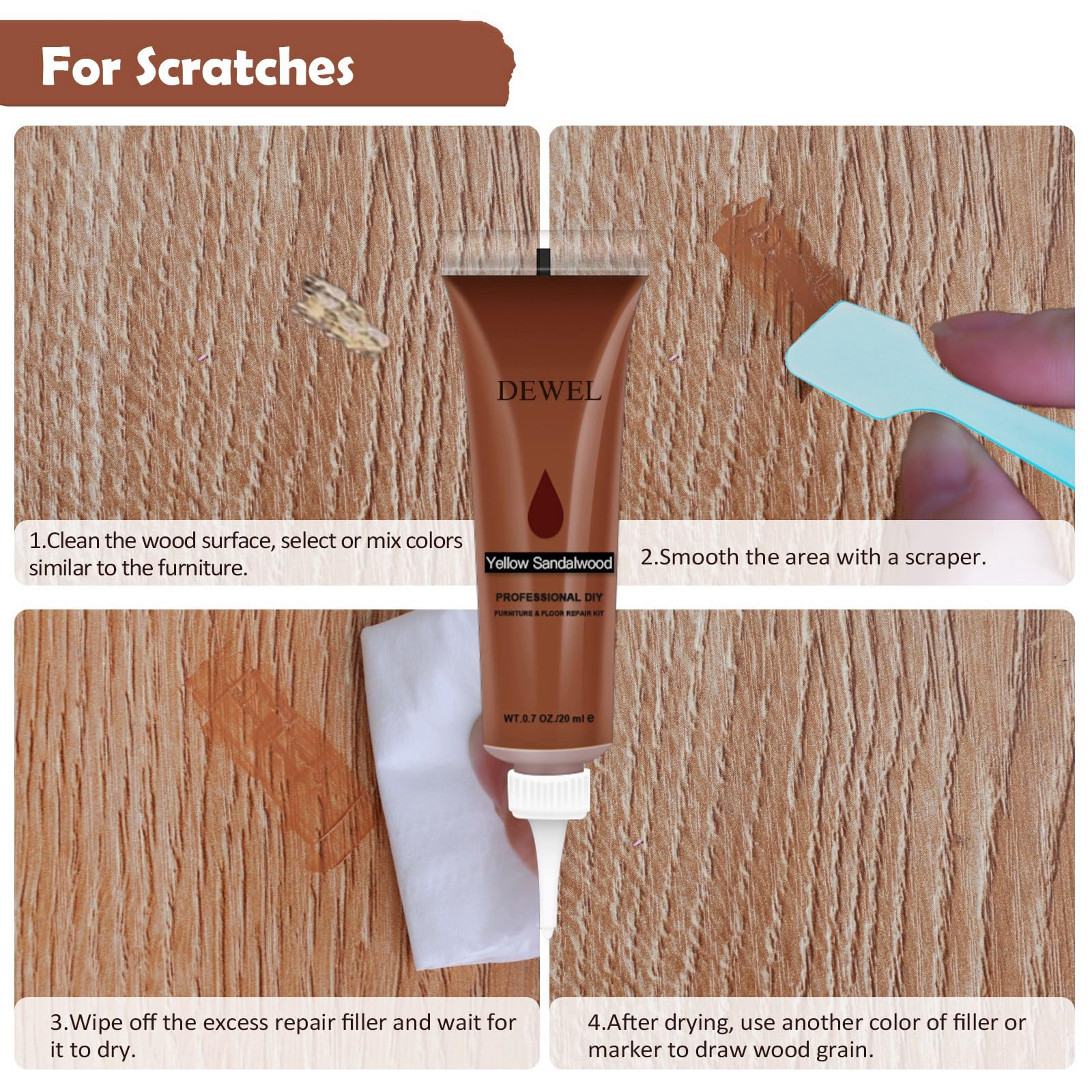 DEWEL 木製品キズ補修セット フローリング・家具用 12点キット